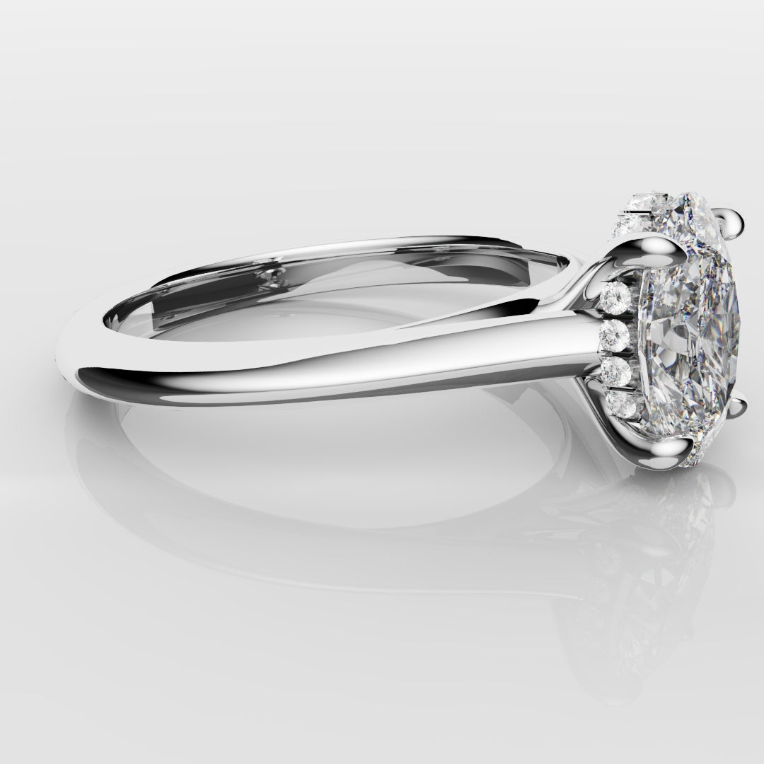 Oval Hidden Halo Engagement Ring