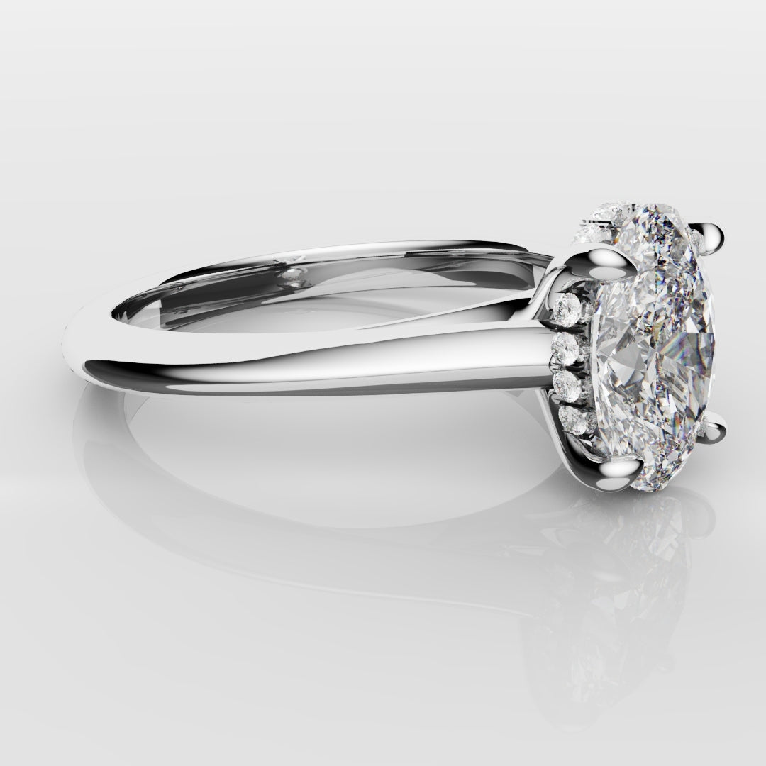 Oval Hidden Halo Engagement Ring