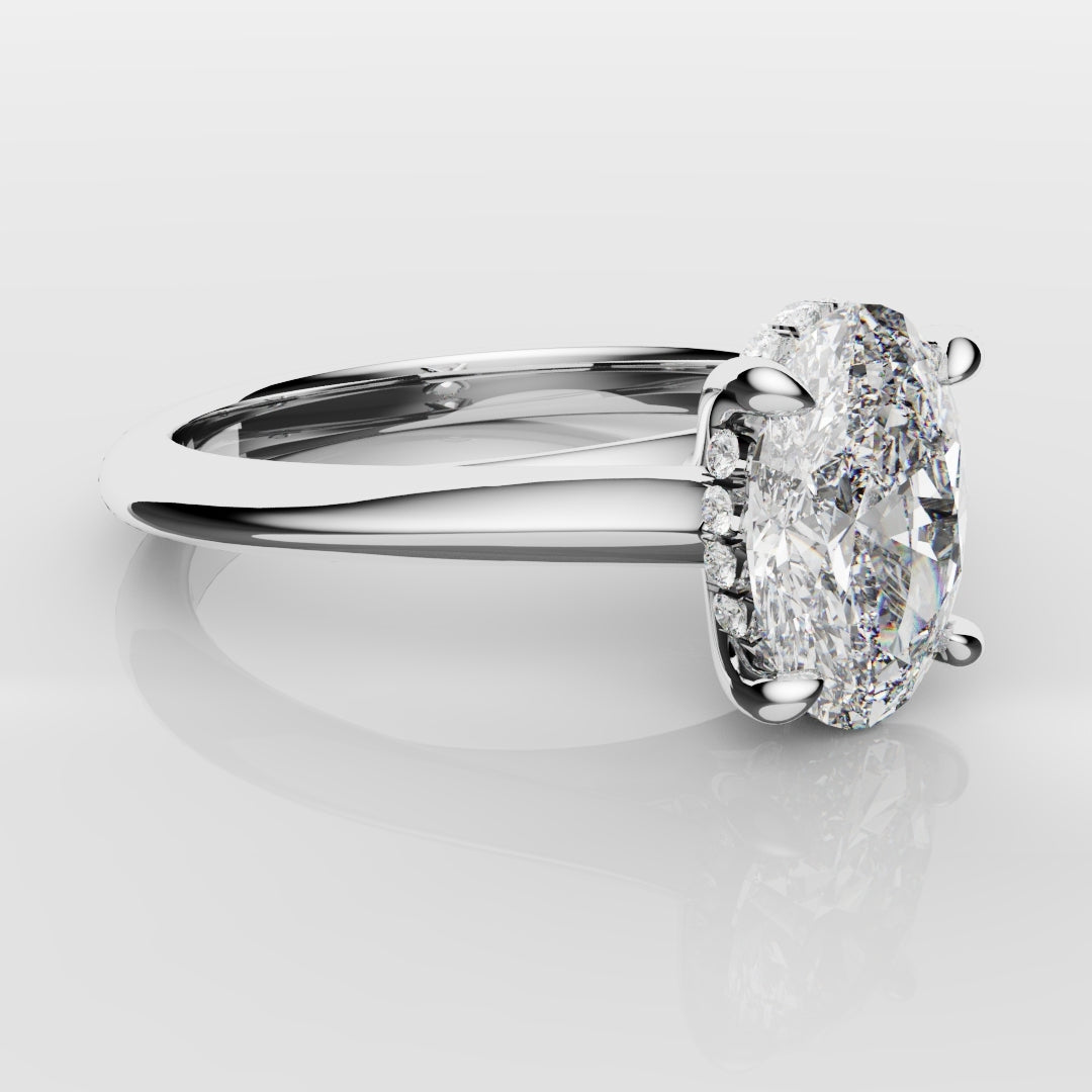 Oval Hidden Halo Engagement Ring