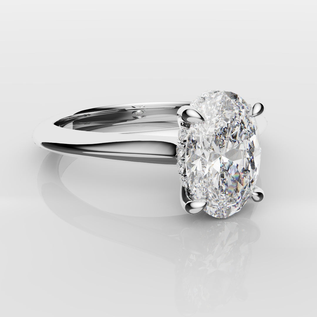 Oval Hidden Halo Engagement Ring