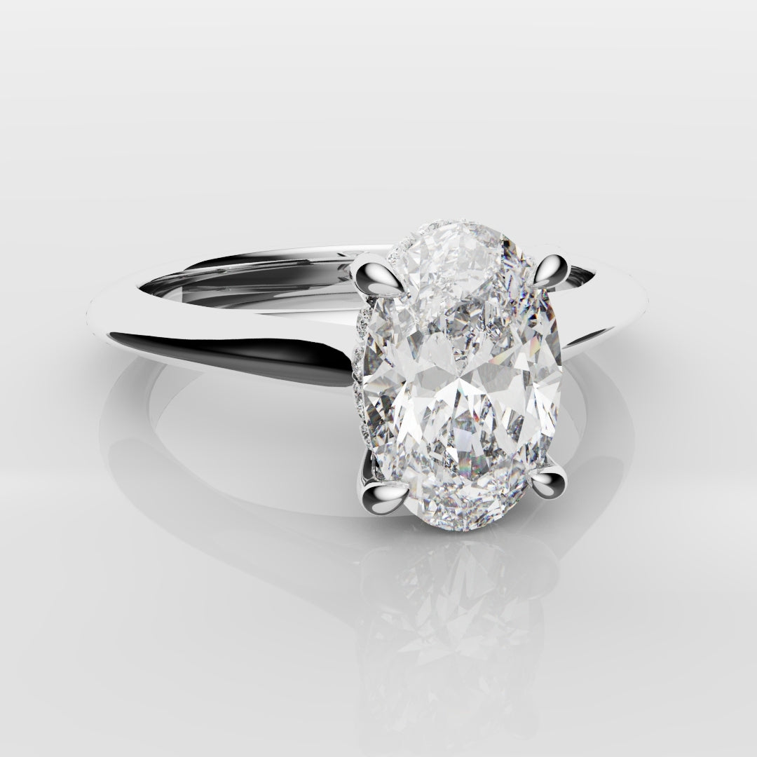 Oval Hidden Halo Engagement Ring