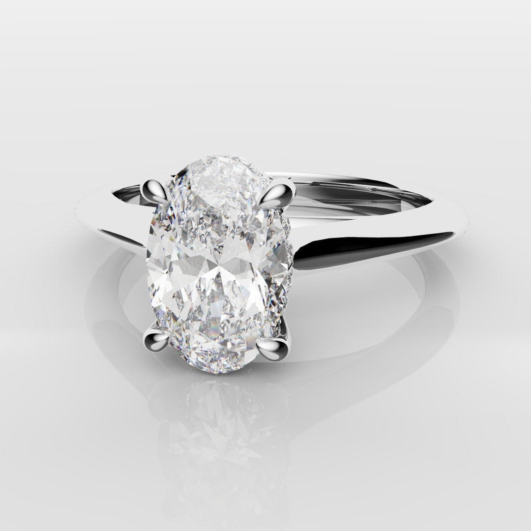 Oval Hidden Halo Engagement Ring