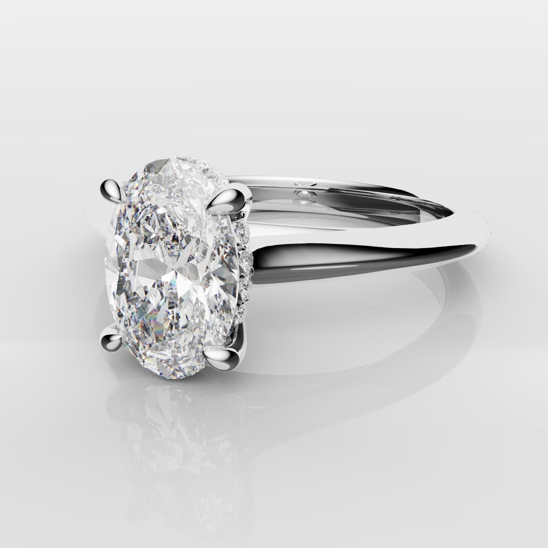 Oval Hidden Halo Engagement Ring