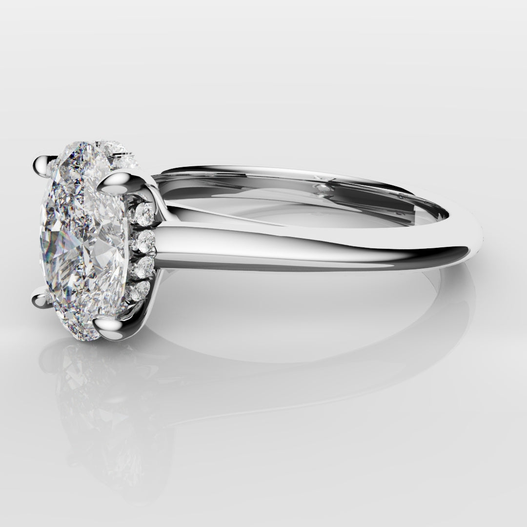 Oval Hidden Halo Engagement Ring