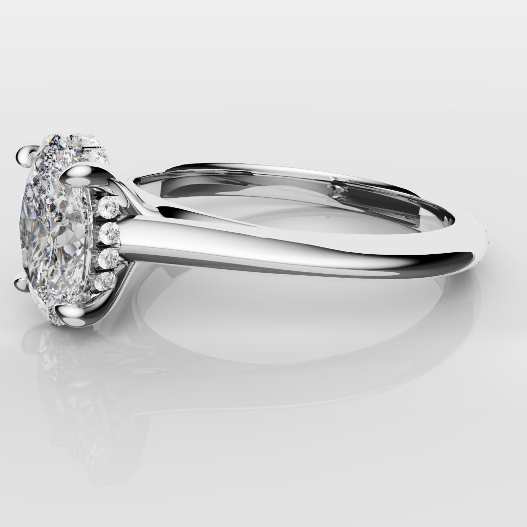 Oval Hidden Halo Engagement Ring