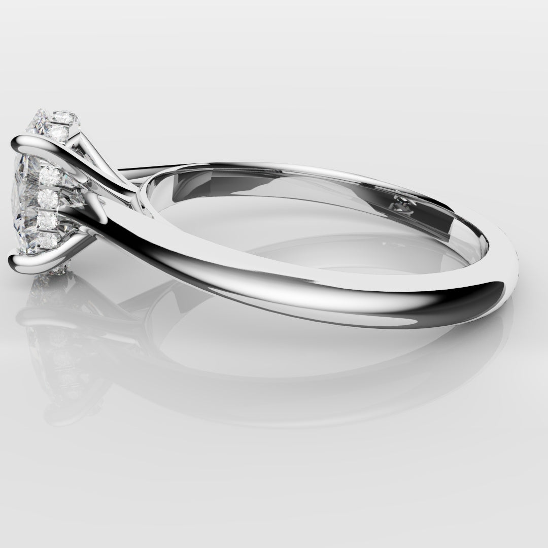 Oval Hidden Halo Engagement Ring