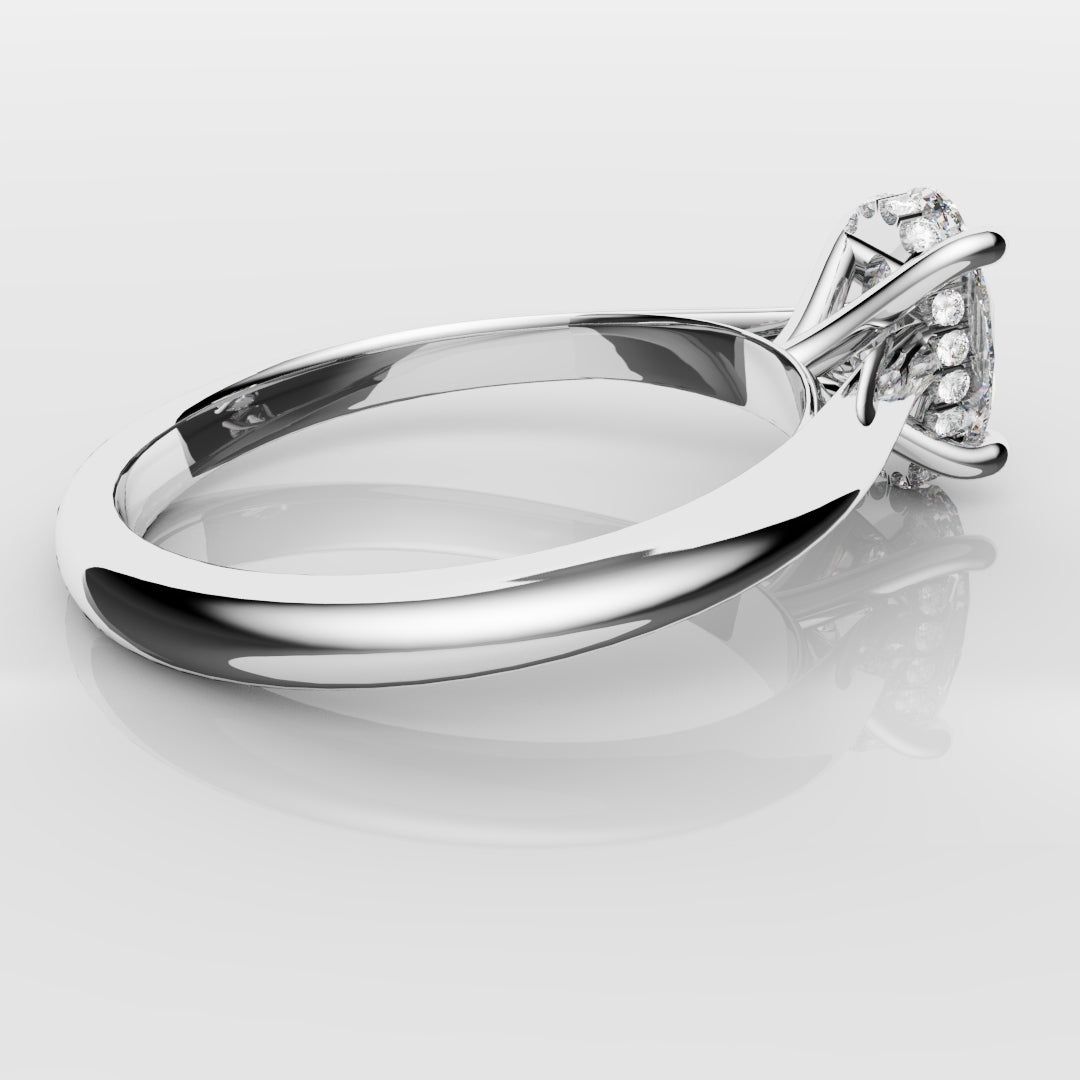 Oval Hidden Halo Engagement Ring