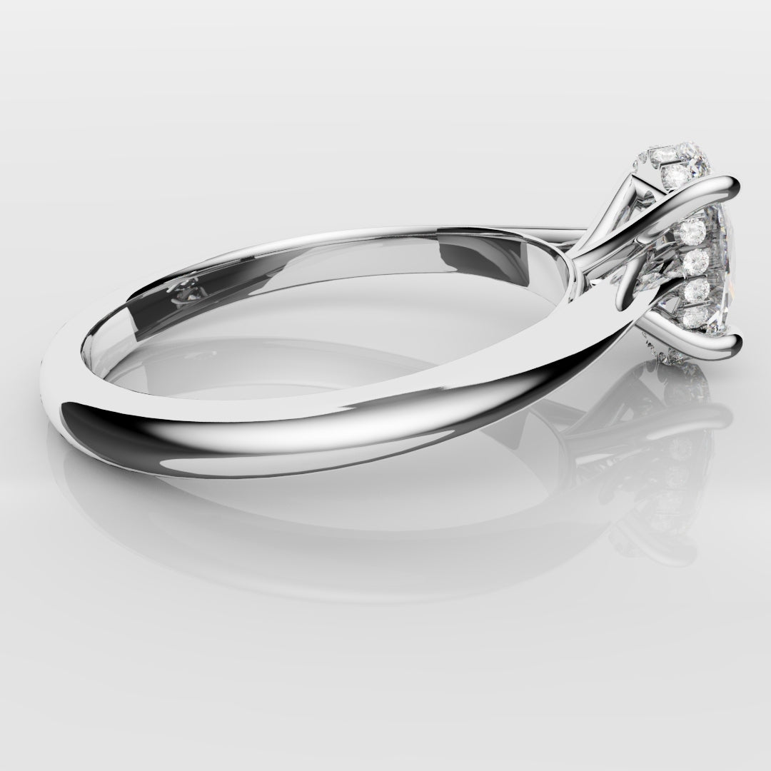 Oval Hidden Halo Engagement Ring