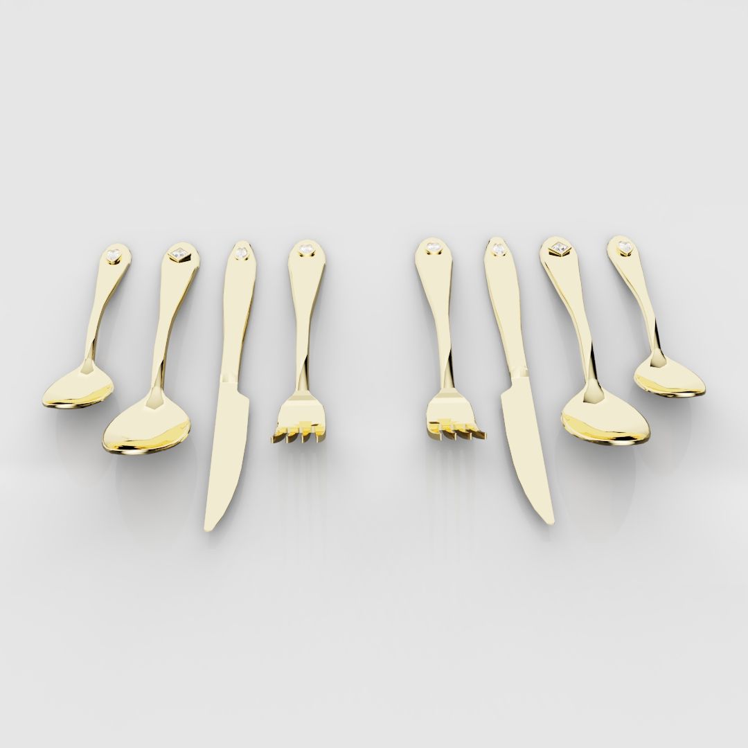 18ct Yellow Gold Cutlery Set