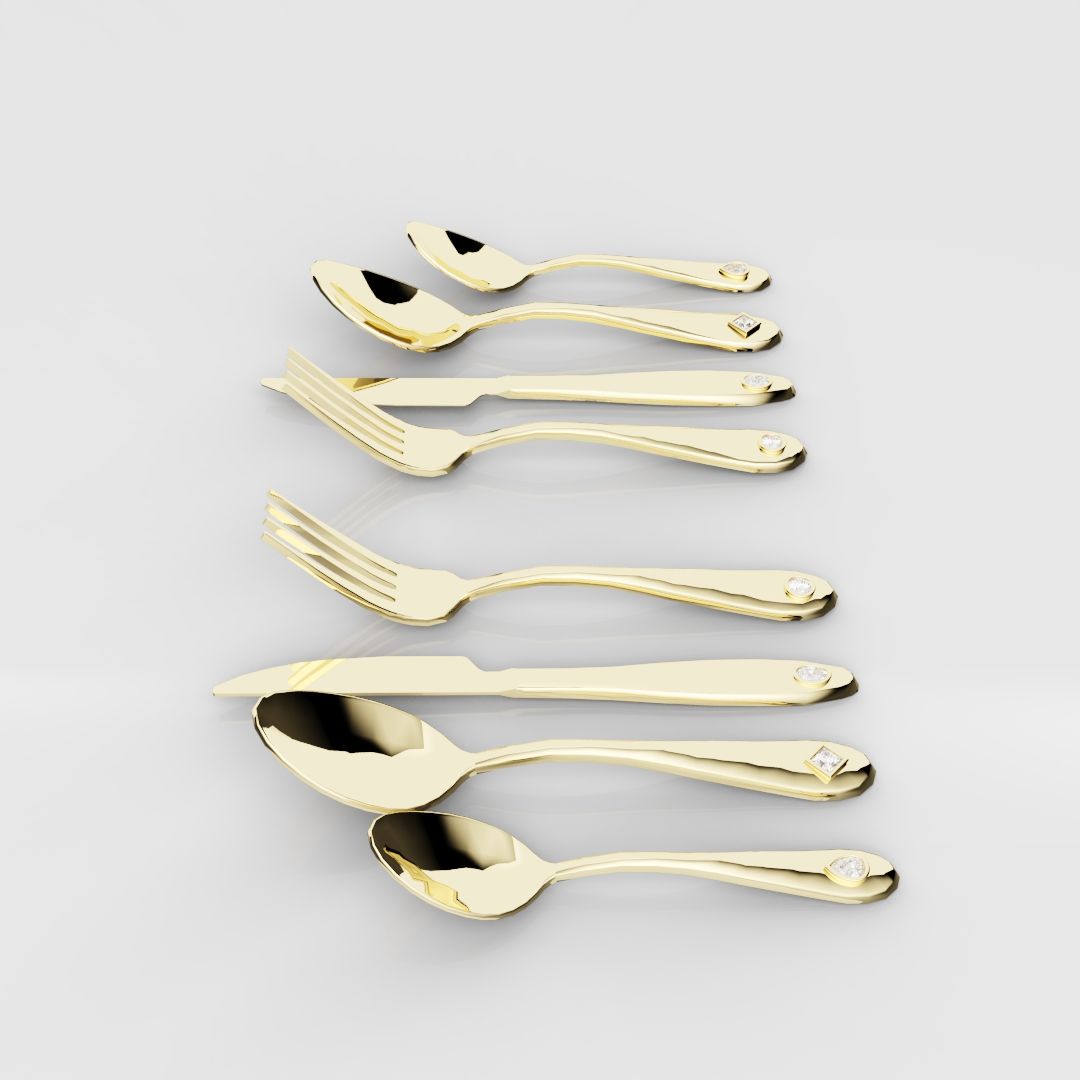 18ct Yellow Gold Cutlery Set