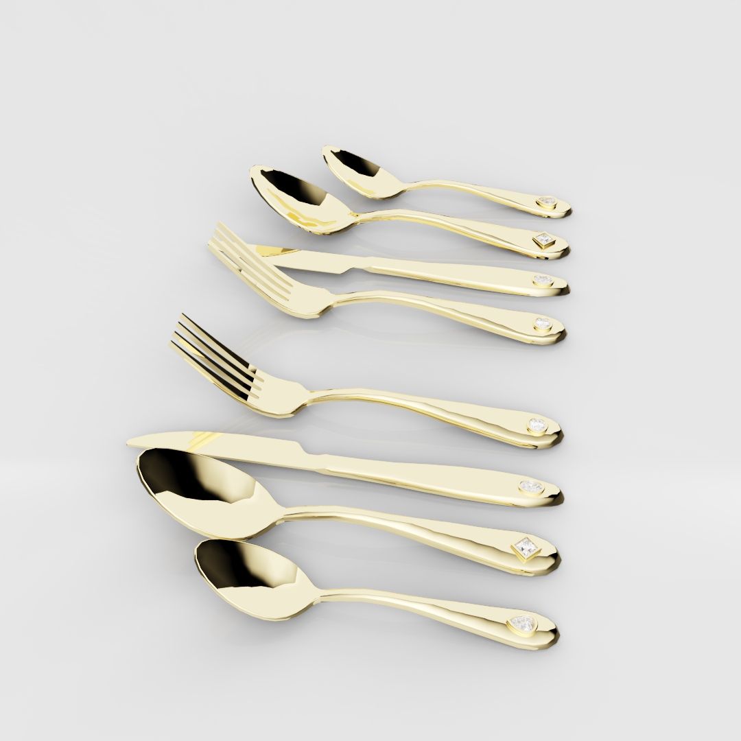 18ct Yellow Gold Cutlery Set