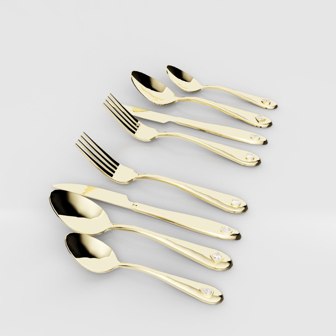 18ct Yellow Gold Cutlery Set