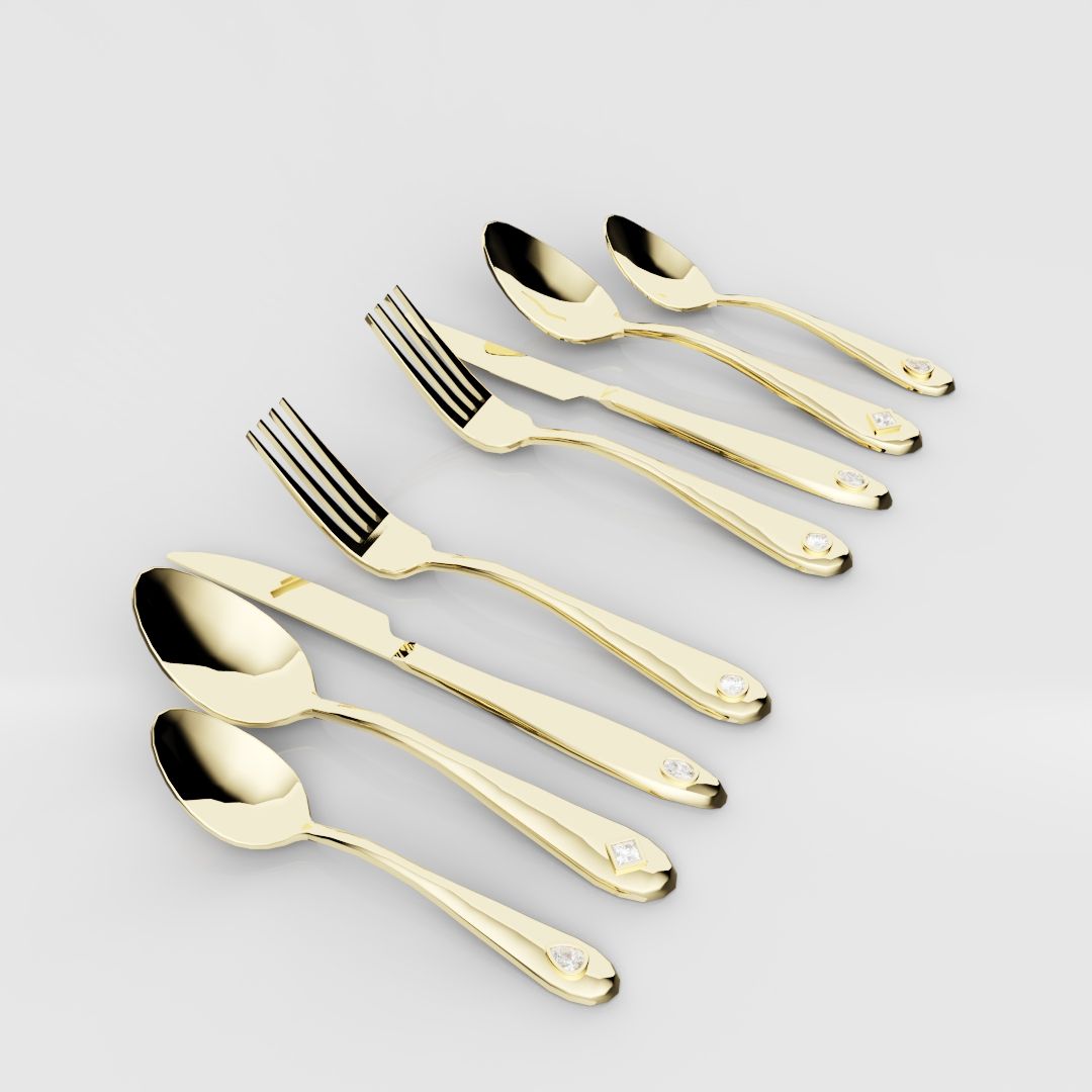 18ct Yellow Gold Cutlery Set