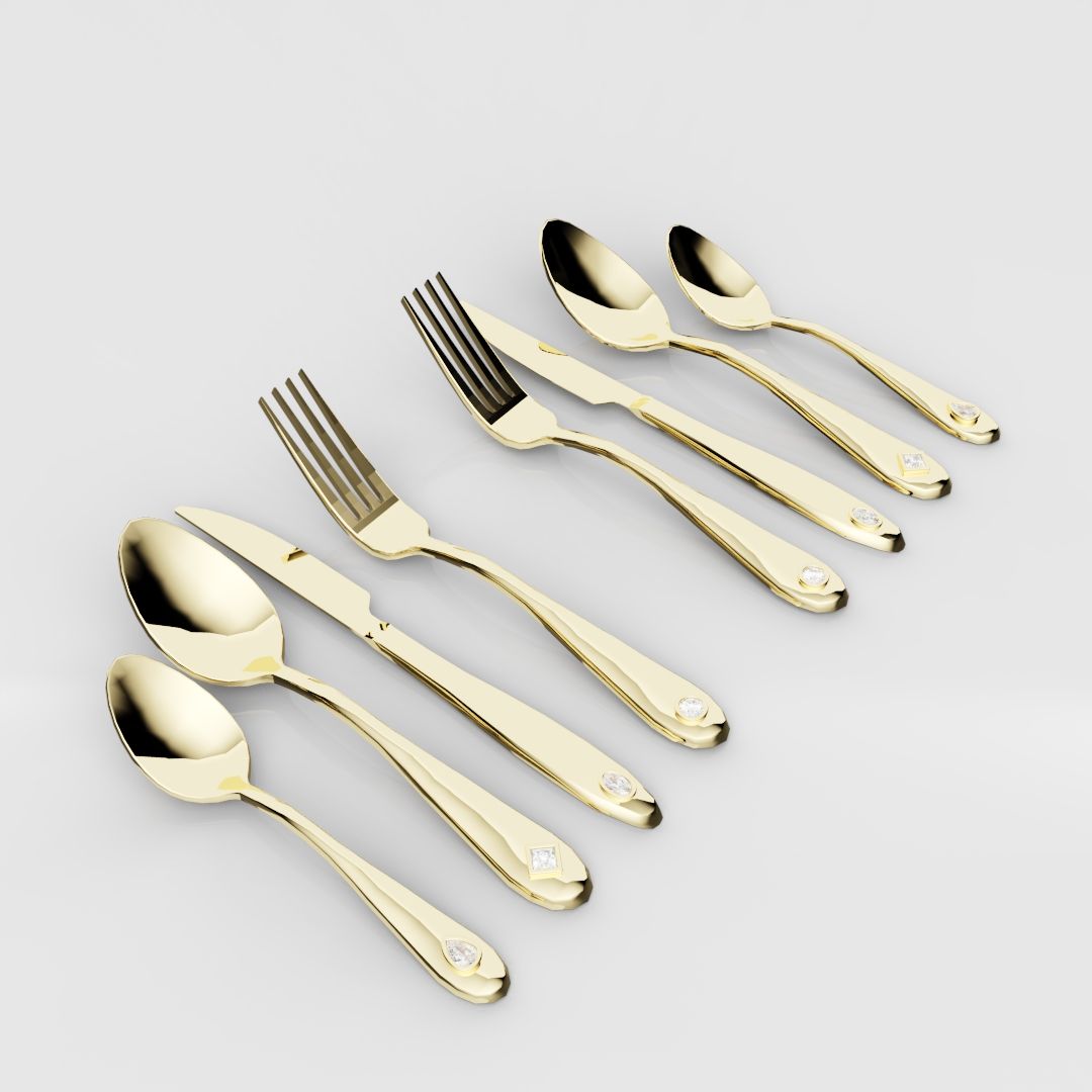 18ct Yellow Gold Cutlery Set