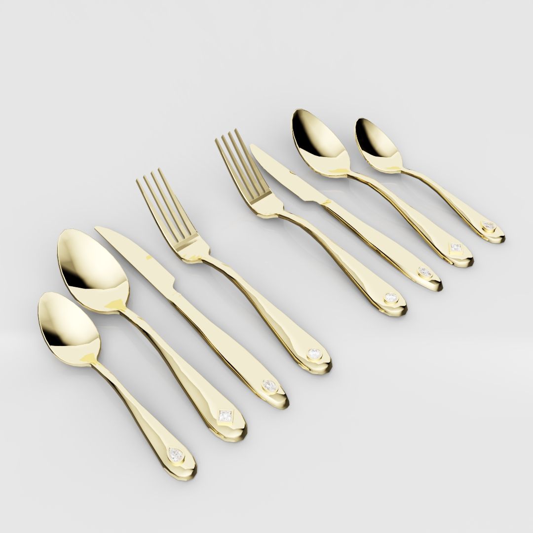 18ct Yellow Gold Cutlery Set