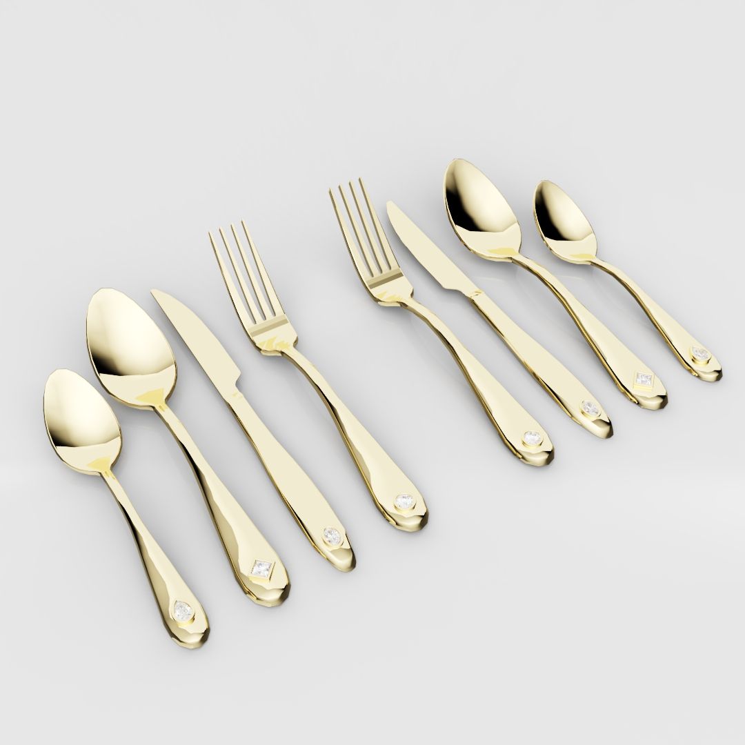 18ct Yellow Gold Cutlery Set