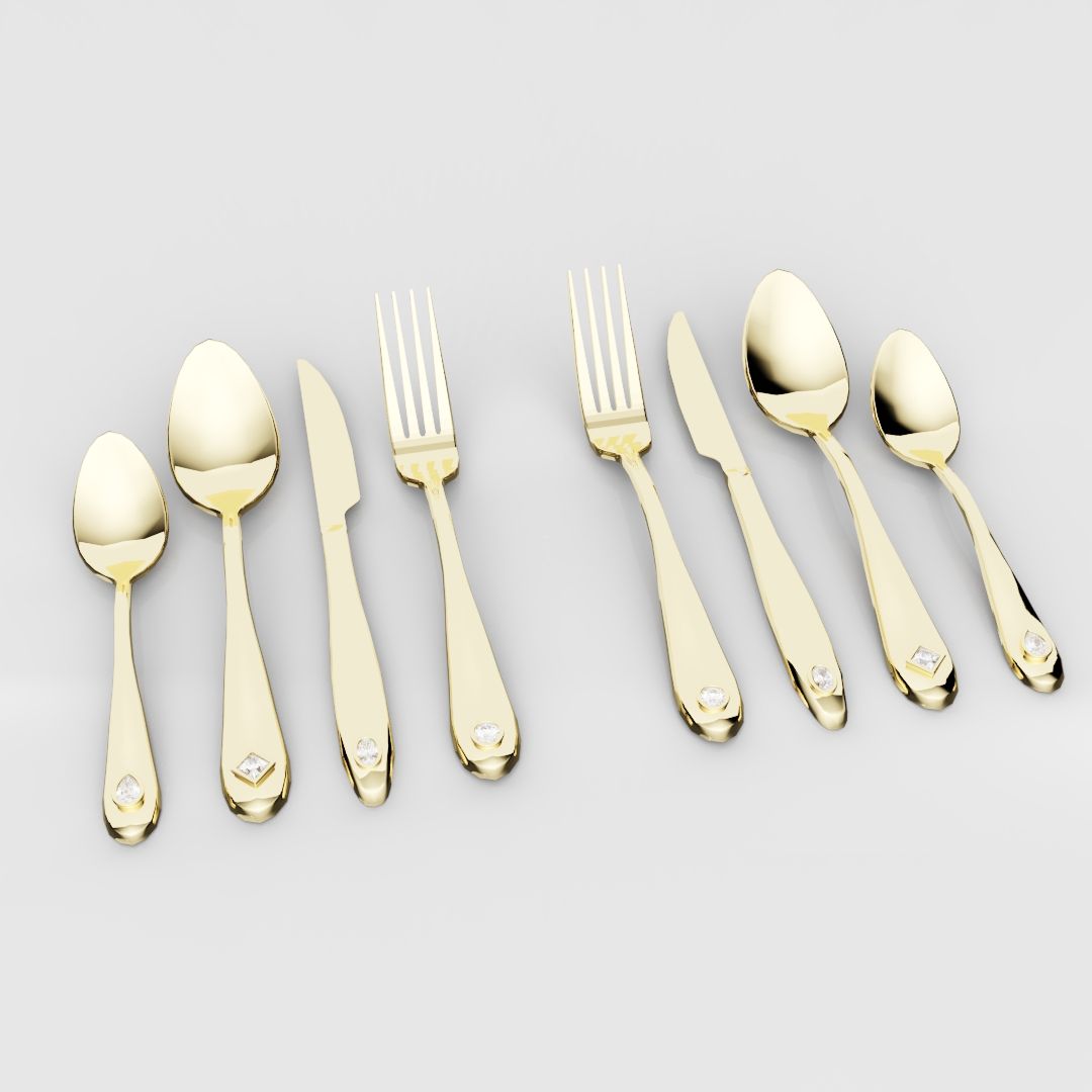 18ct Yellow Gold Cutlery Set