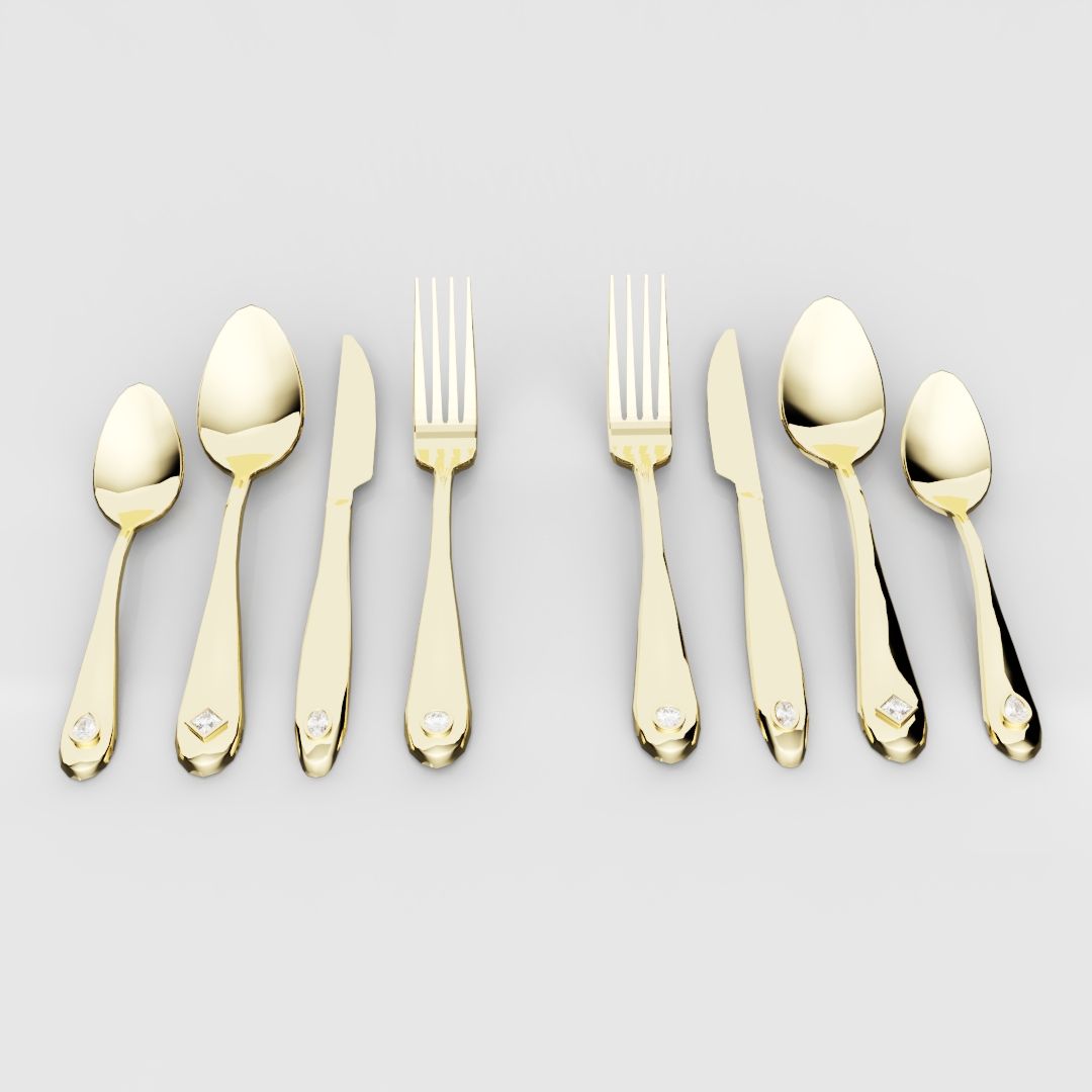 18ct Yellow Gold Cutlery Set