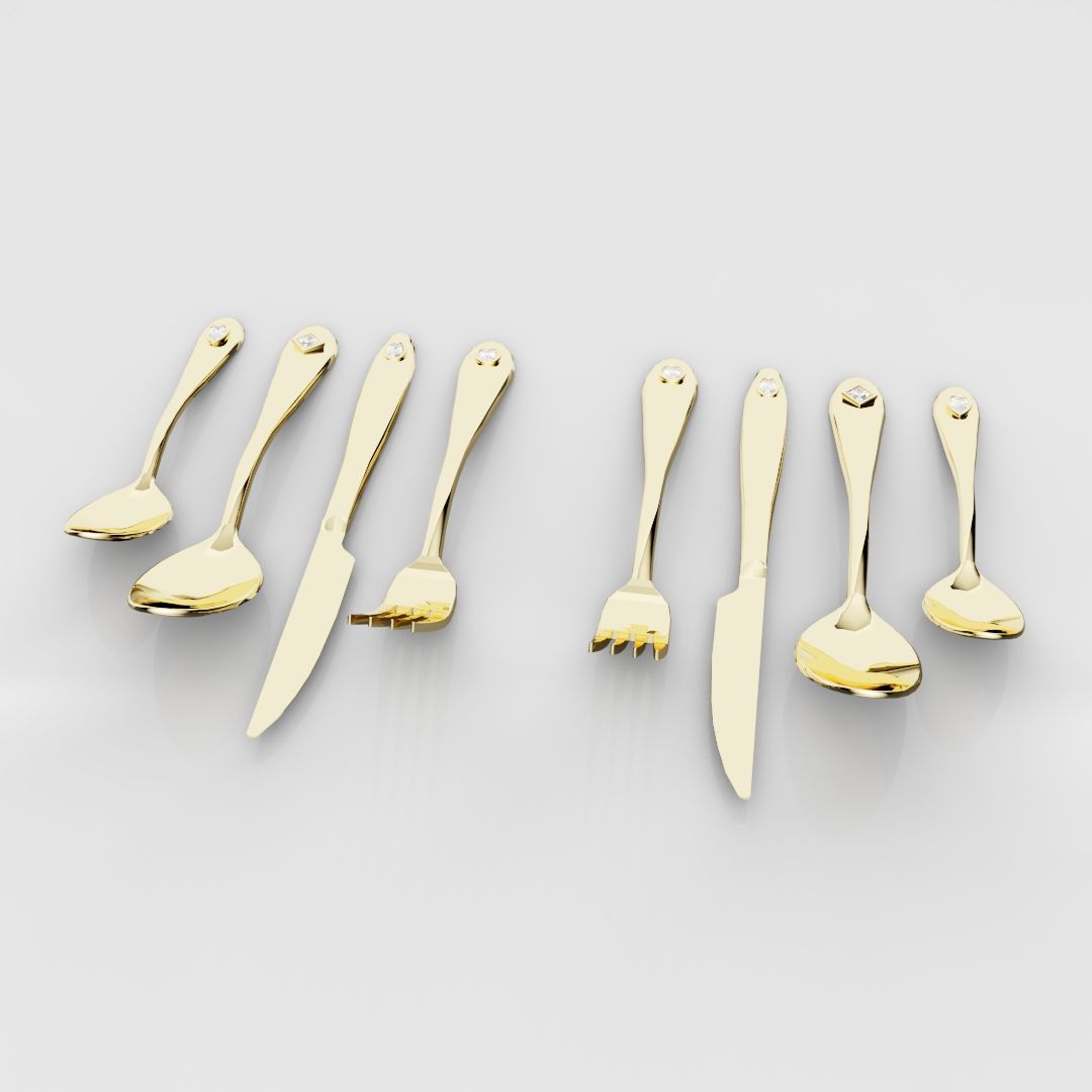 18ct Yellow Gold Cutlery Set