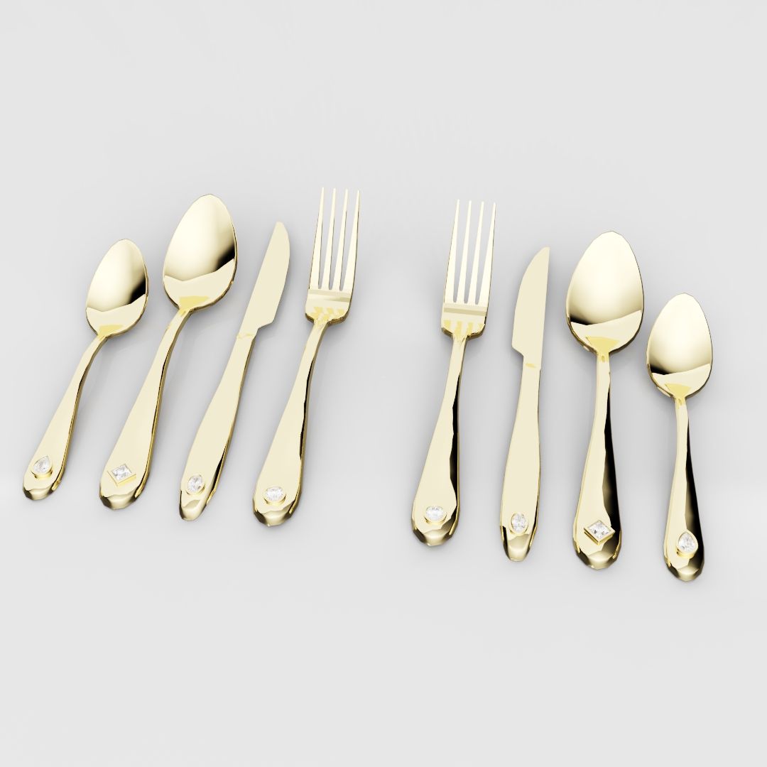18ct Yellow Gold Cutlery Set