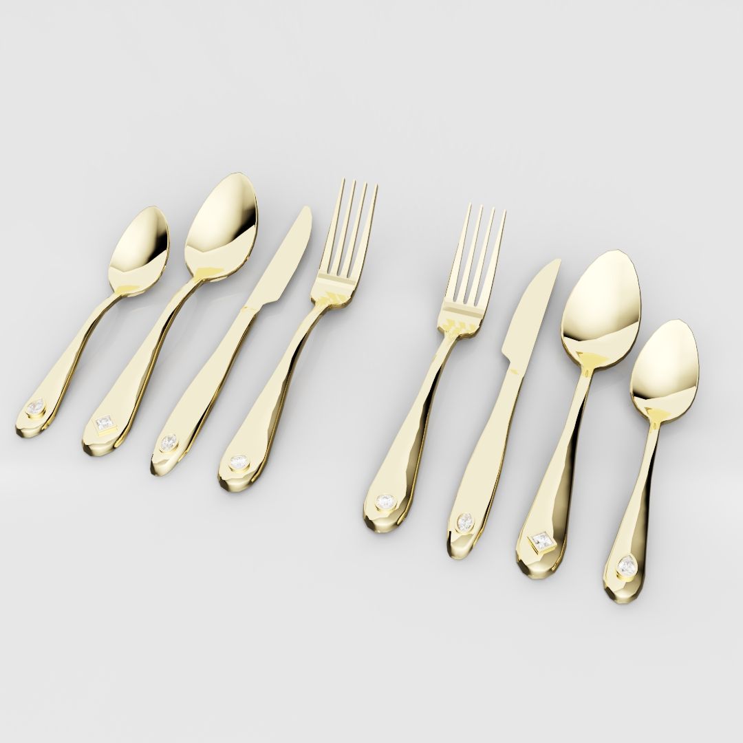 18ct Yellow Gold Cutlery Set