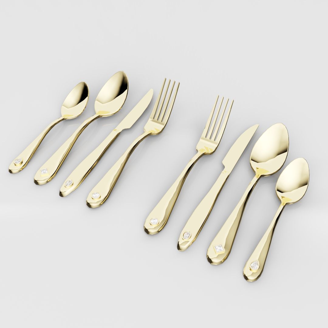 18ct Yellow Gold Cutlery Set
