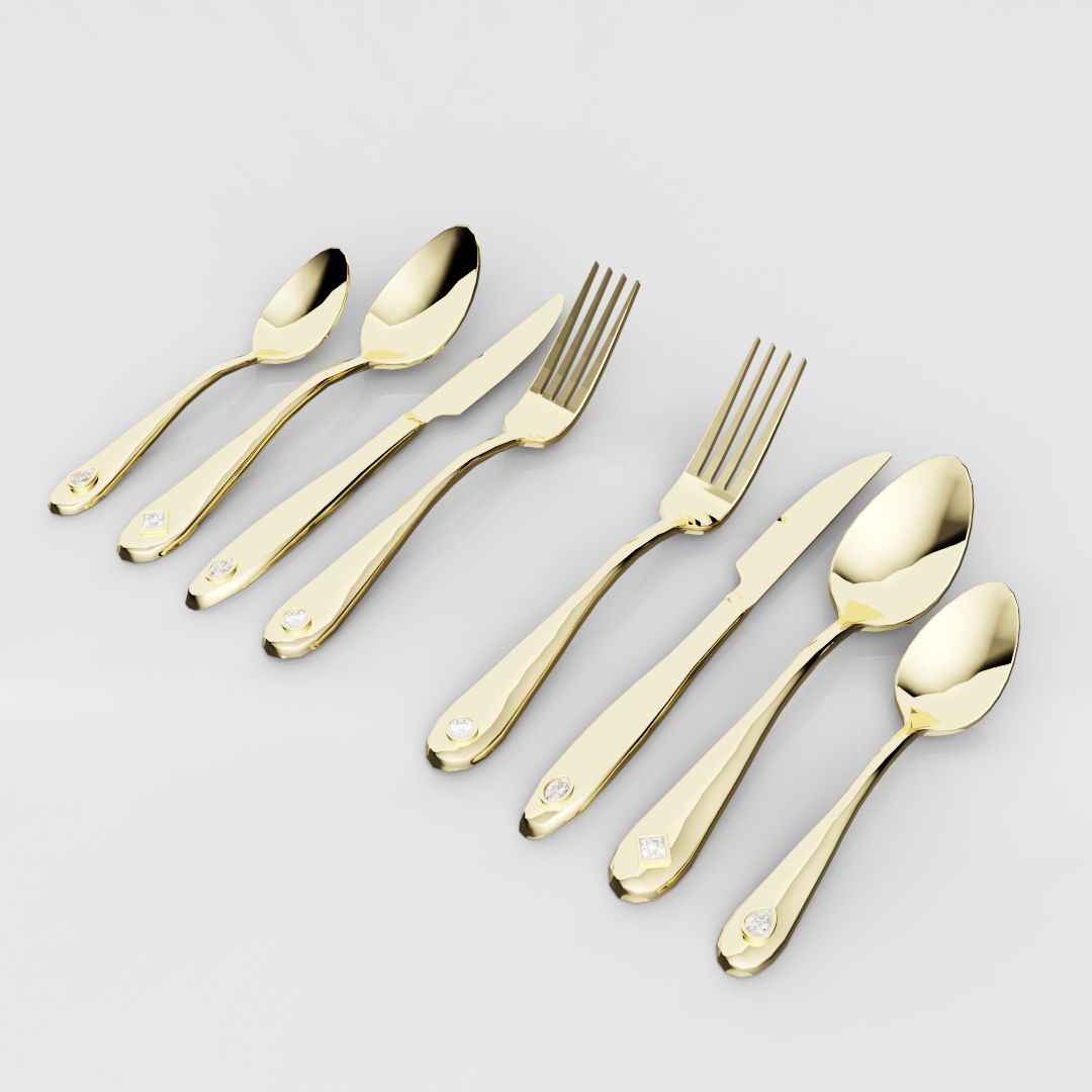18ct Yellow Gold Cutlery Set