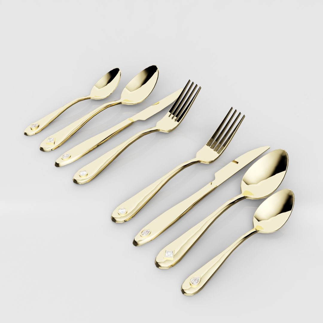 18ct Yellow Gold Cutlery Set