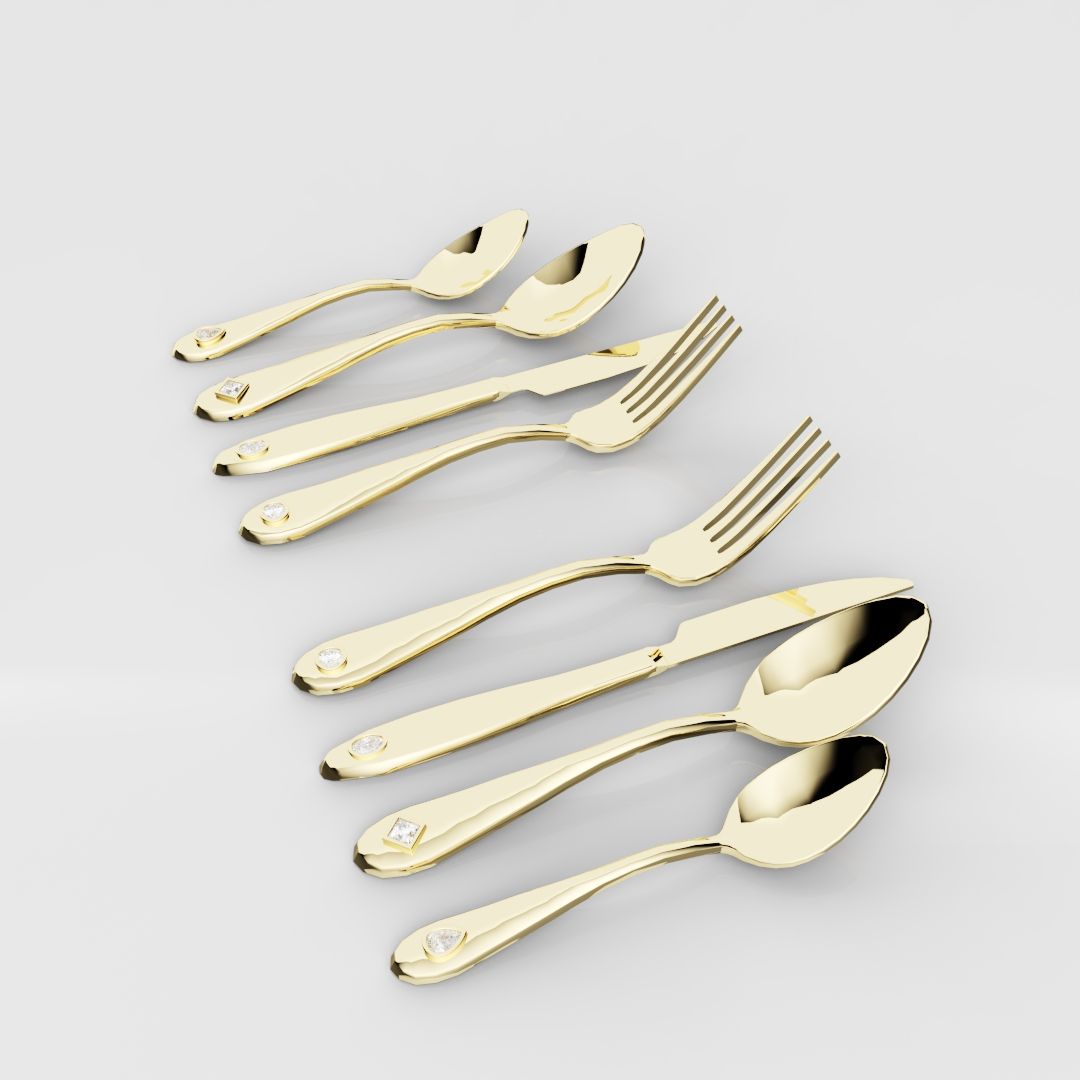 18ct Yellow Gold Cutlery Set