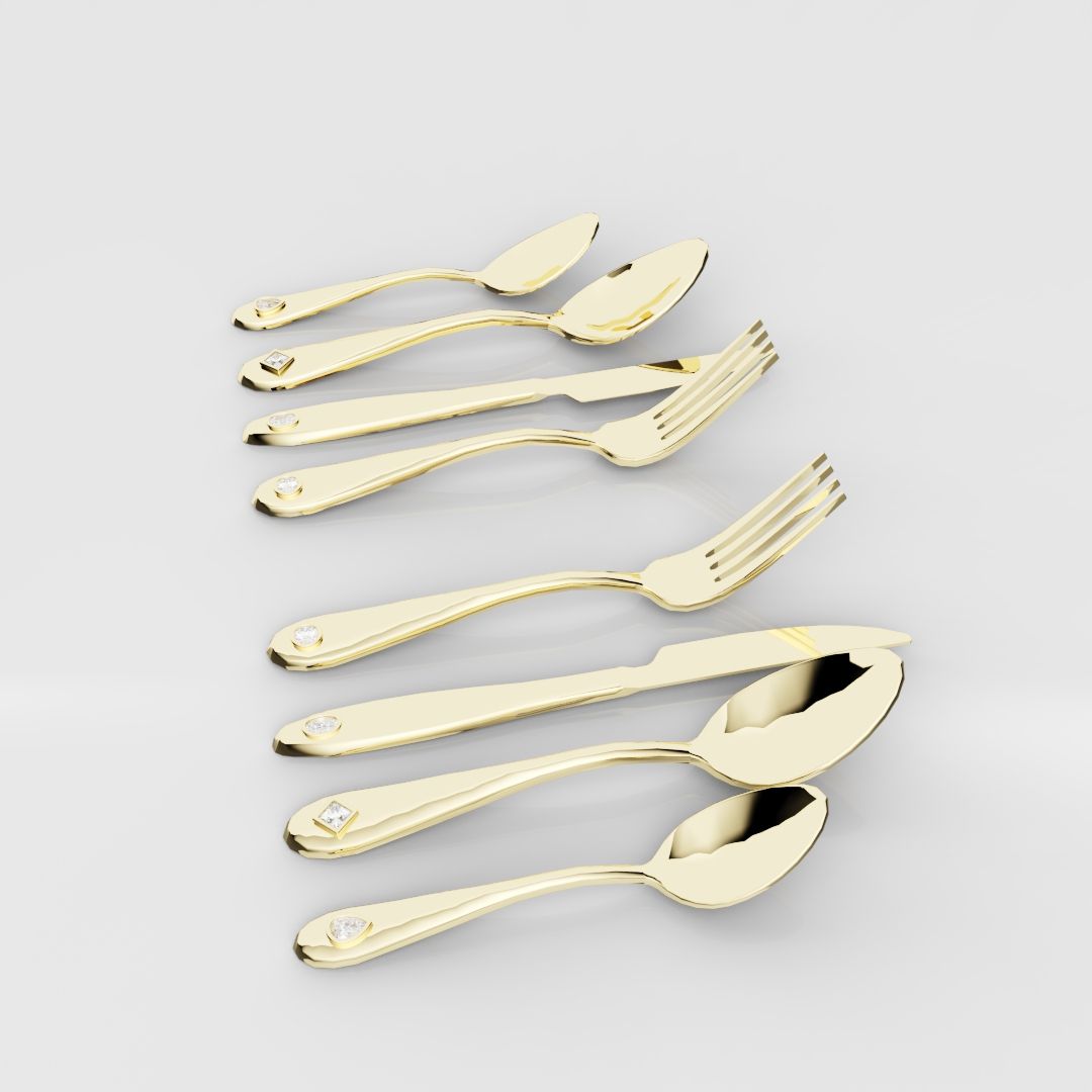 18ct Yellow Gold Cutlery Set