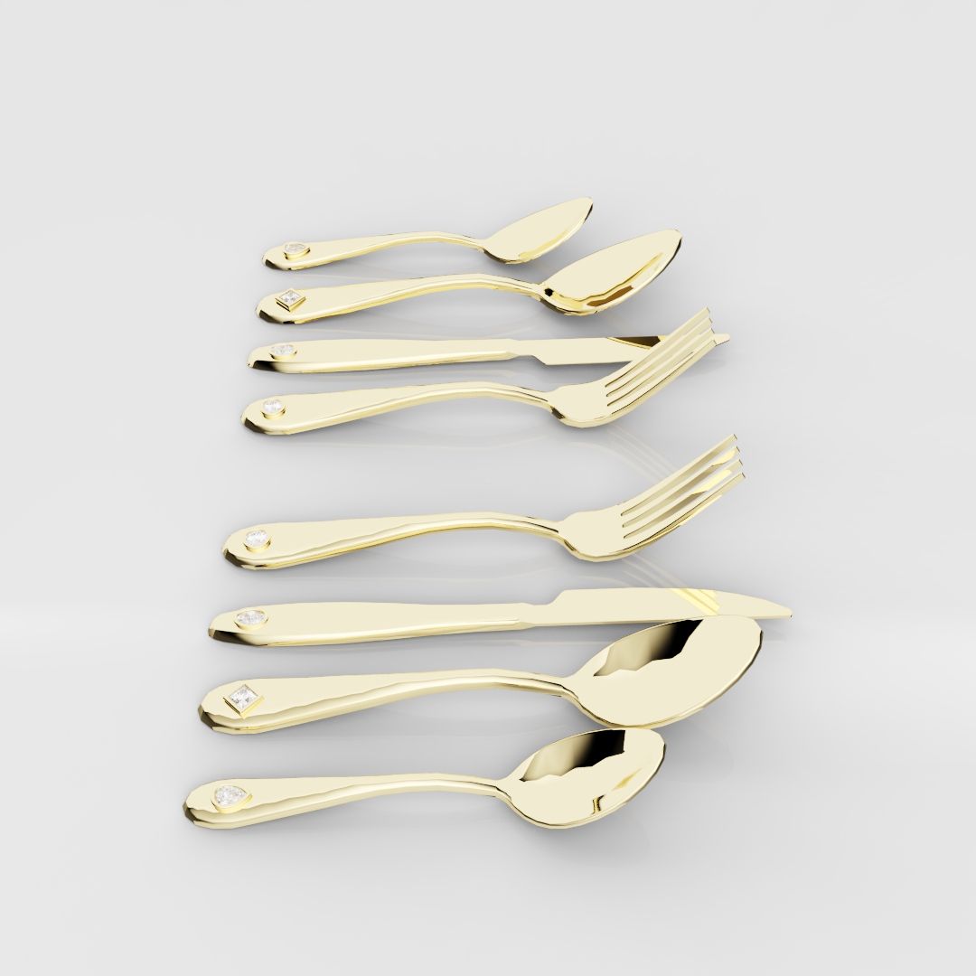 18ct Yellow Gold Cutlery Set