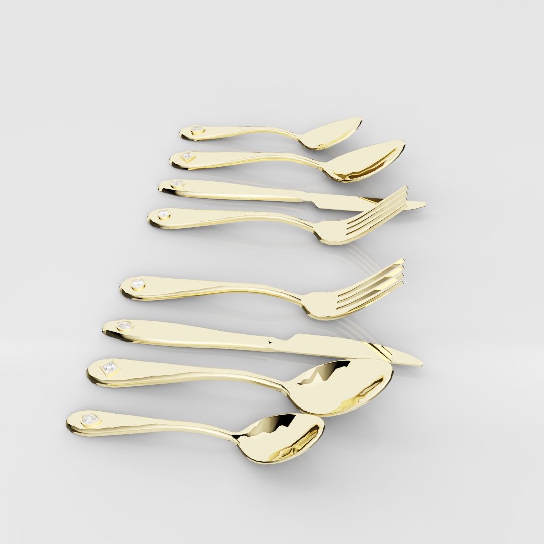 18ct Yellow Gold Cutlery Set