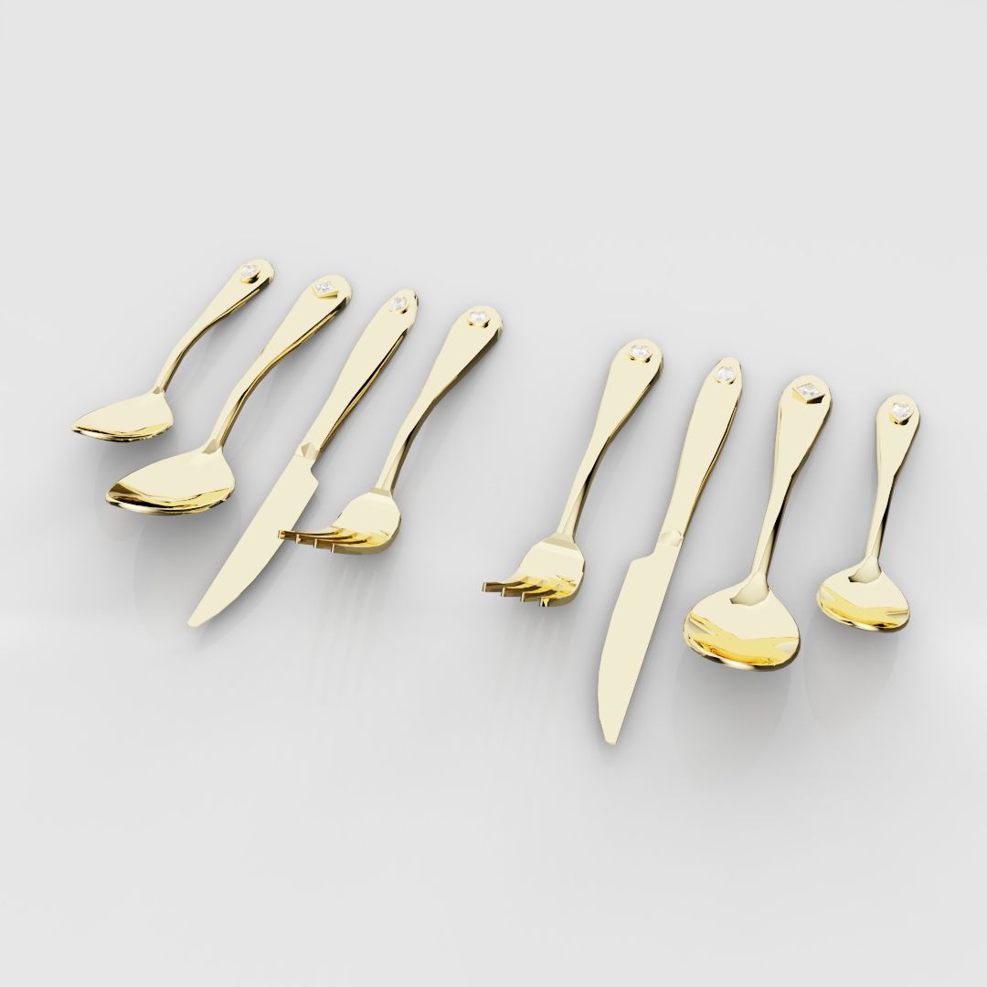 18ct Yellow Gold Cutlery Set