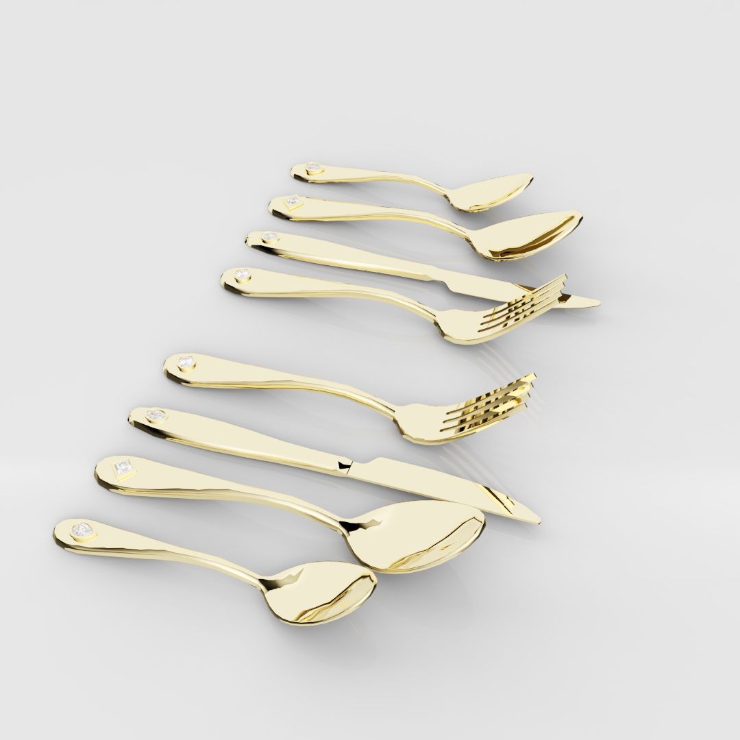 18ct Yellow Gold Cutlery Set