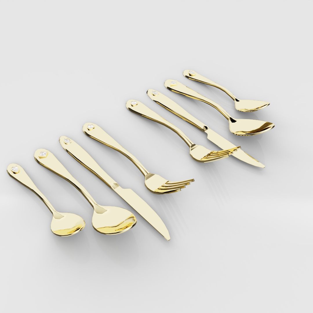 18ct Yellow Gold Cutlery Set