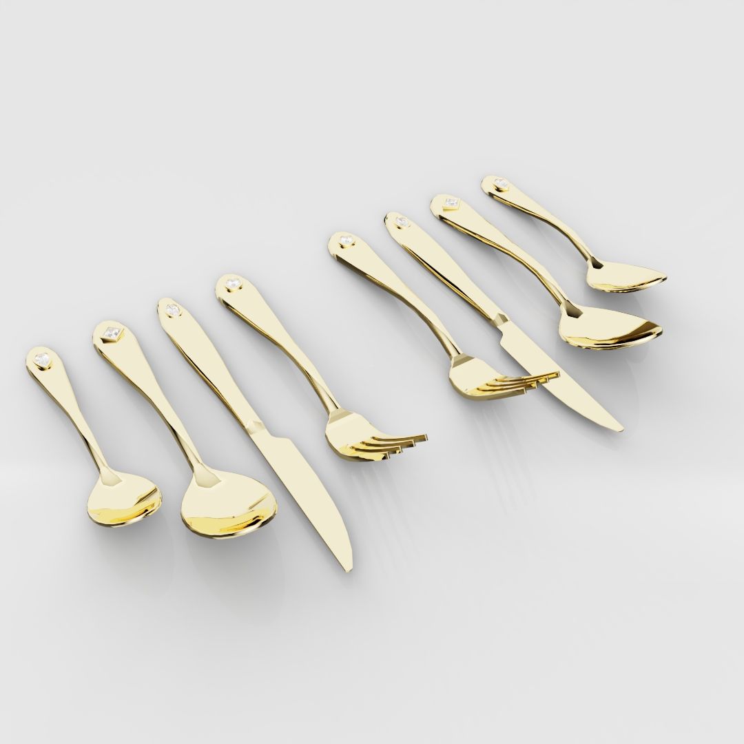 18ct Yellow Gold Cutlery Set
