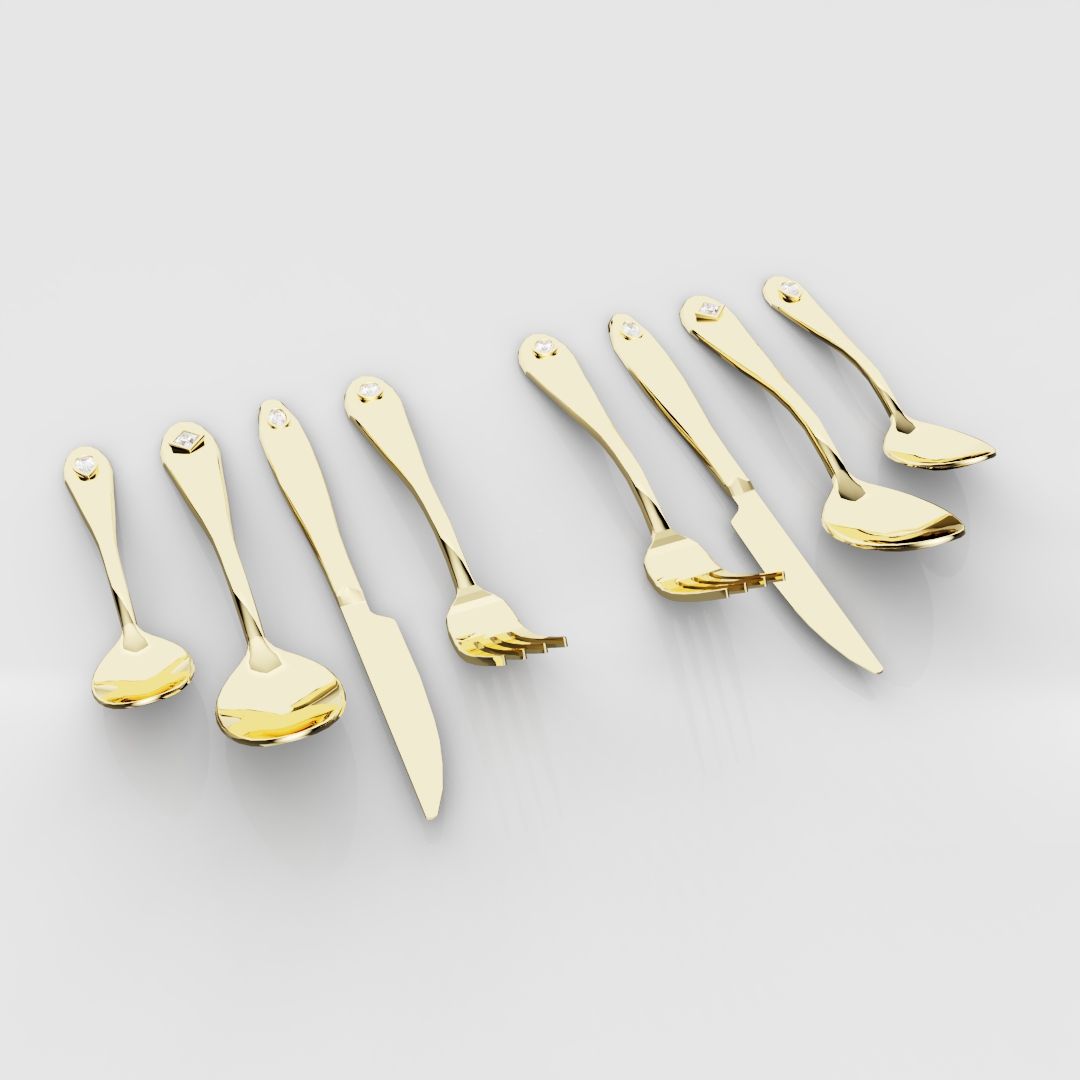 18ct Yellow Gold Cutlery Set