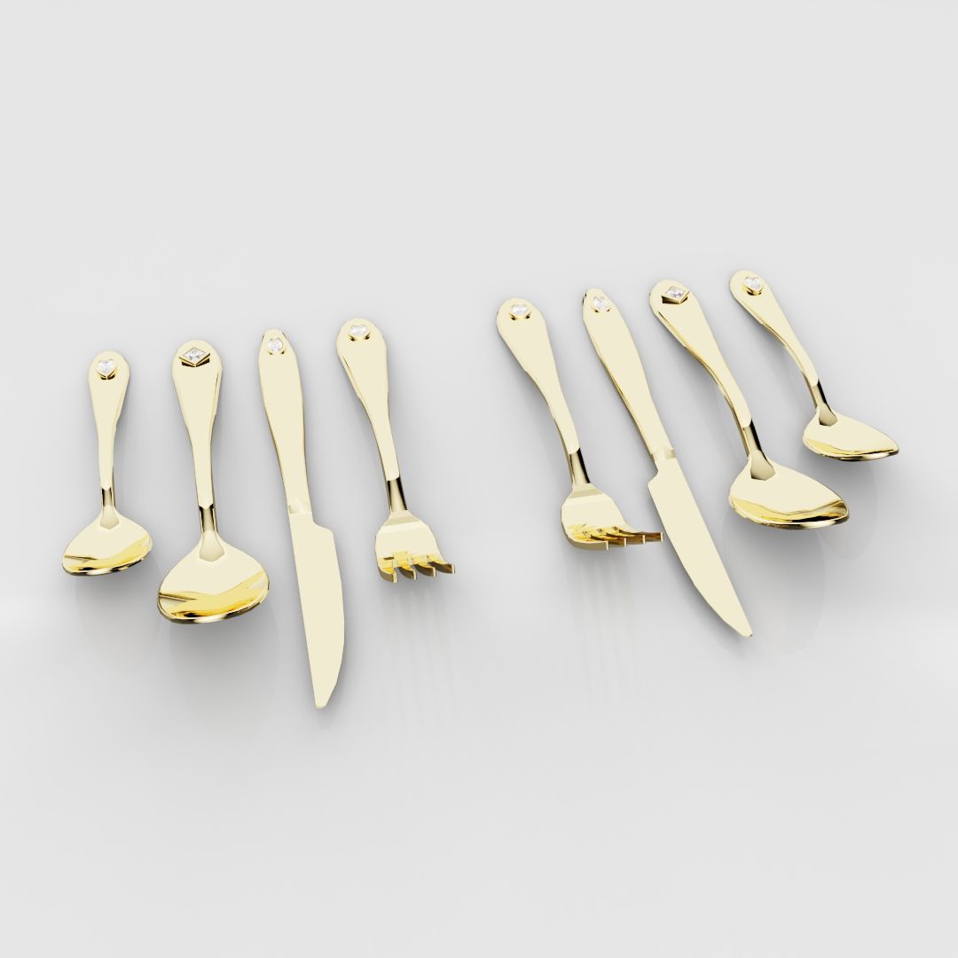 18ct Yellow Gold Cutlery Set