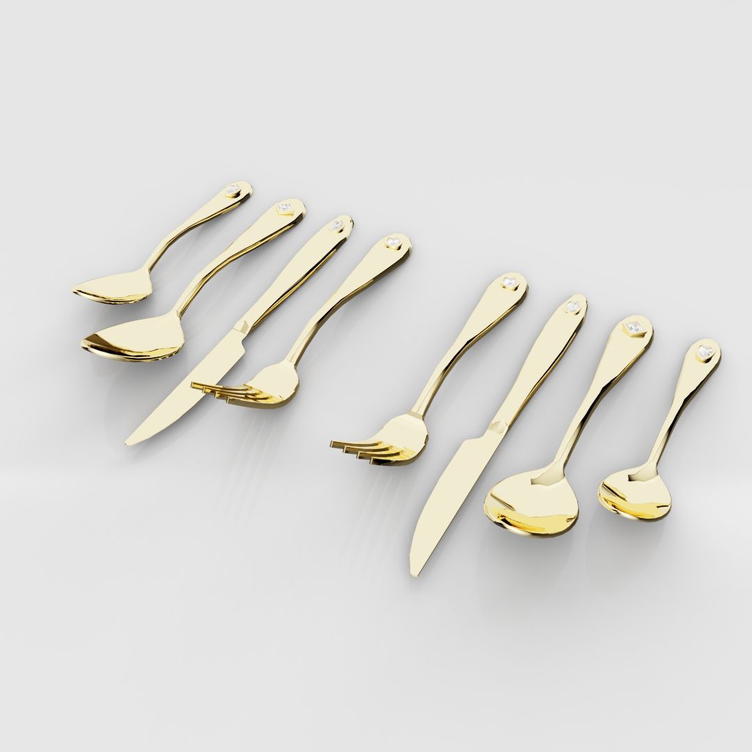 18ct Yellow Gold Cutlery Set
