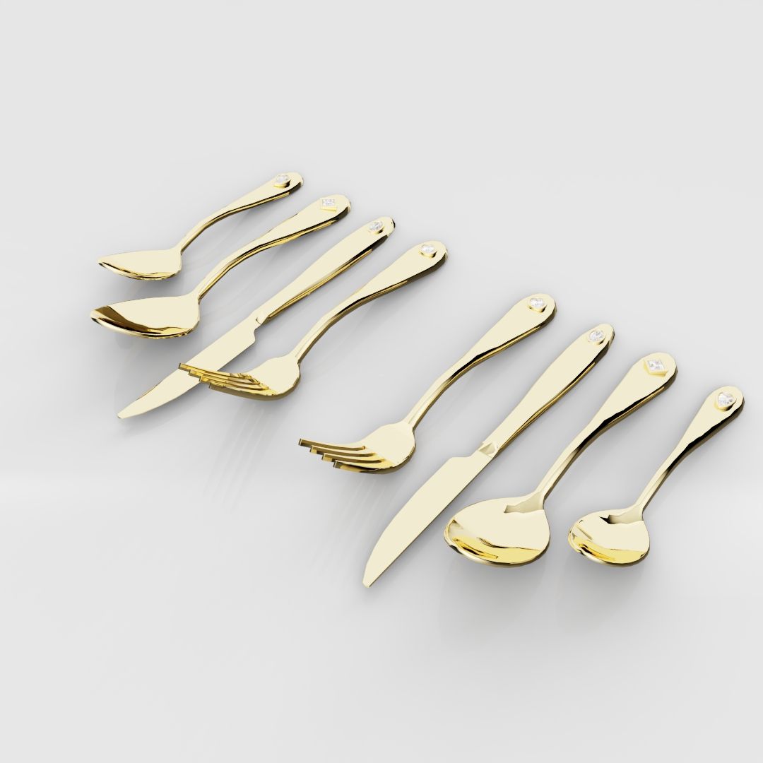 18ct Yellow Gold Cutlery Set