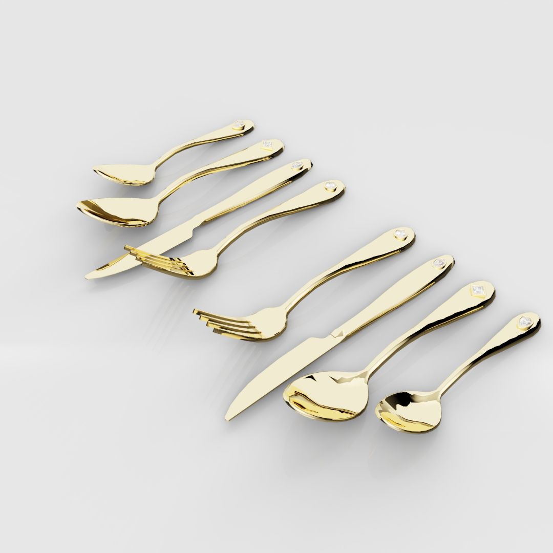 18ct Yellow Gold Cutlery Set
