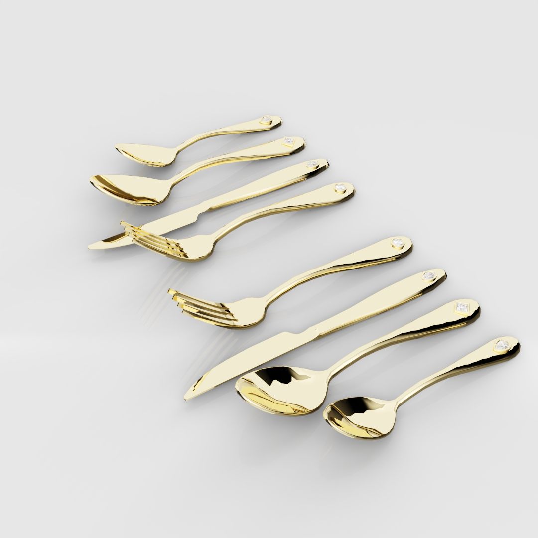 18ct Yellow Gold Cutlery Set