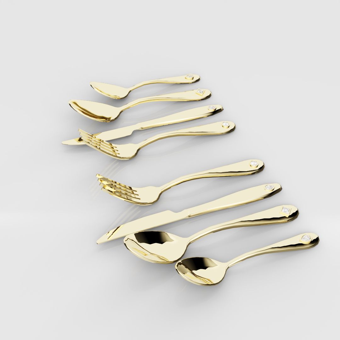 18ct Yellow Gold Cutlery Set