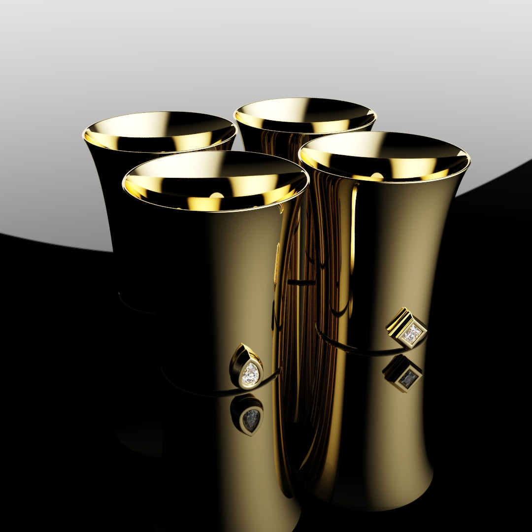 50mm 18ct Yellow Gold Shot Glasses