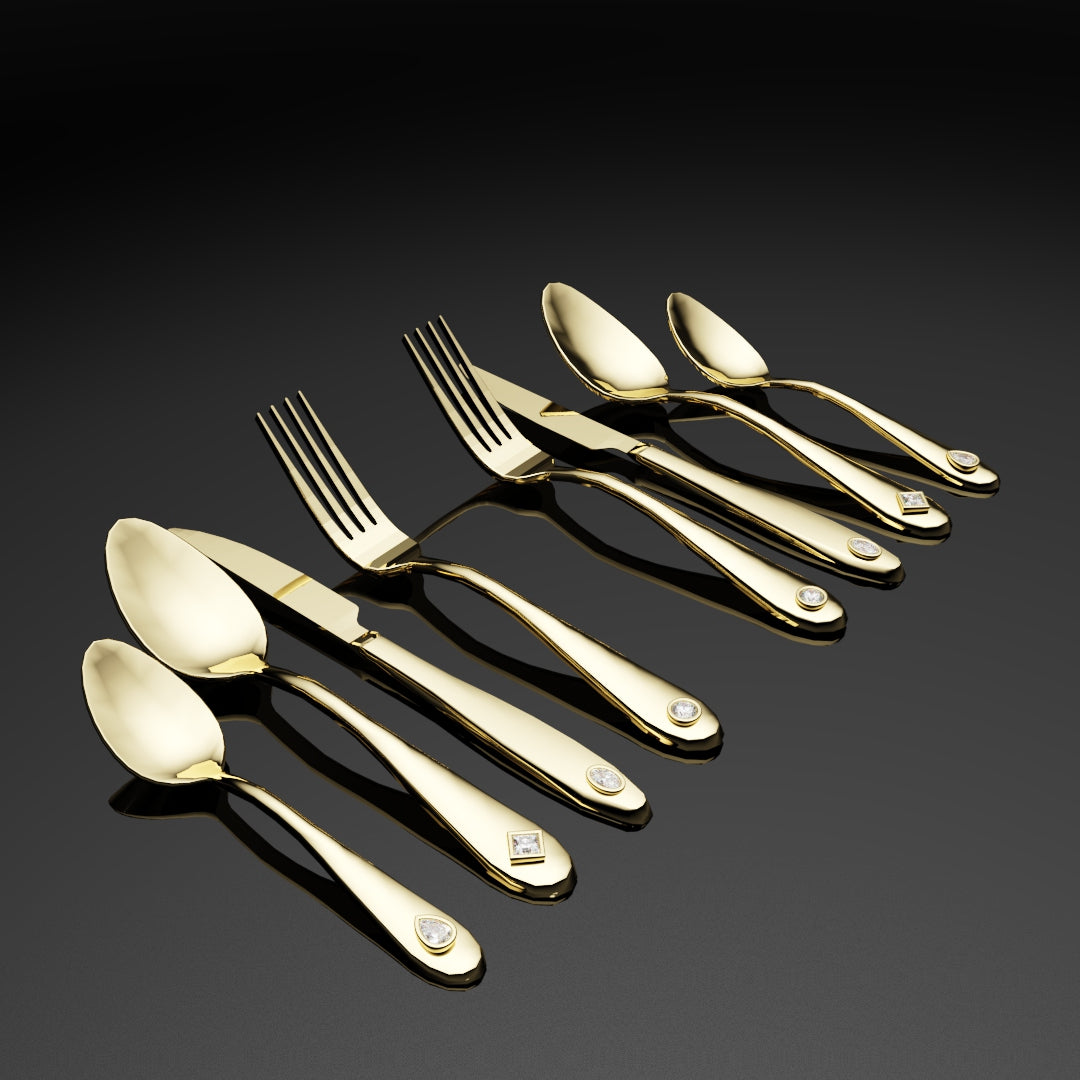18ct Yellow Gold Cutlery Set