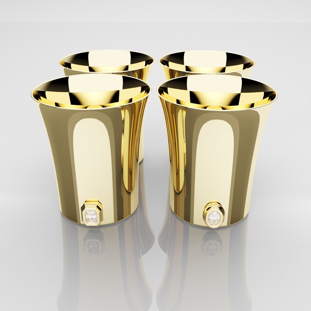 50mm 18ct Yellow Gold Shot Glasses