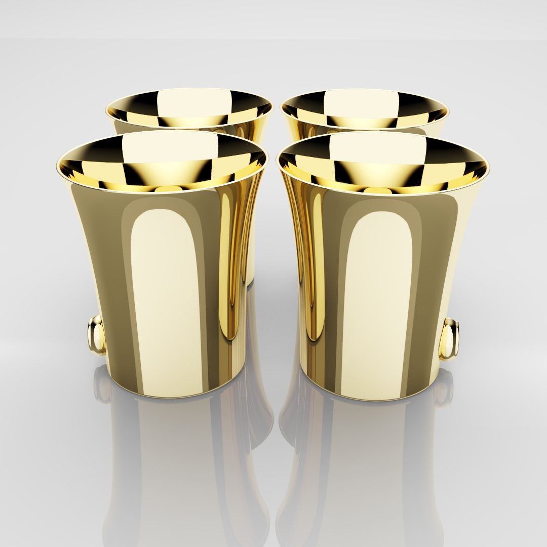 50mm 18ct Yellow Gold Shot Glasses