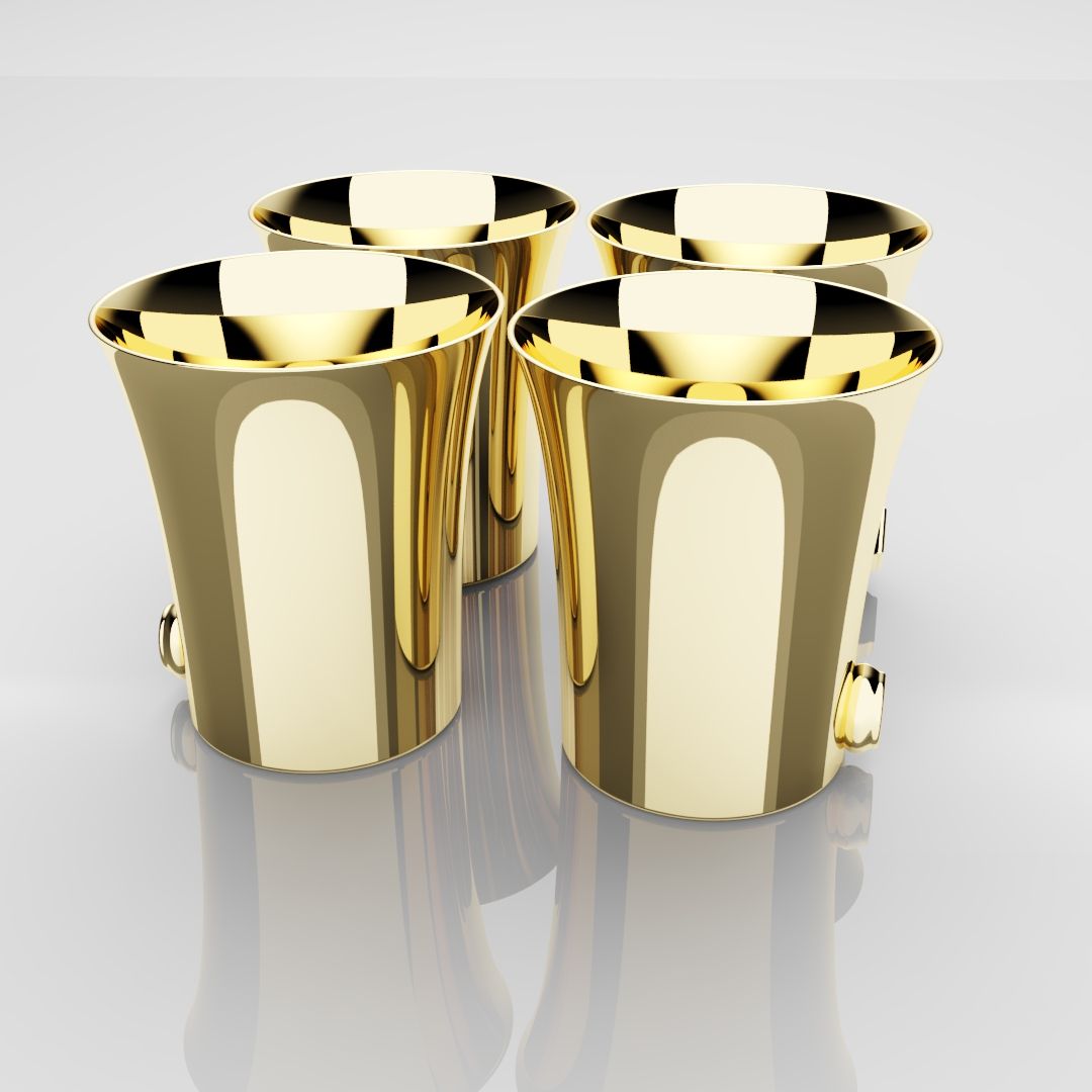 50mm 18ct Yellow Gold Shot Glasses