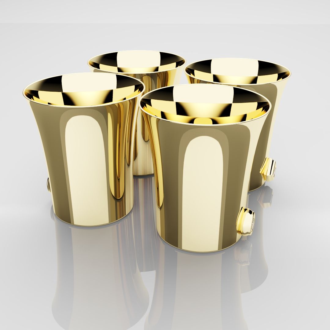50mm 18ct Yellow Gold Shot Glasses