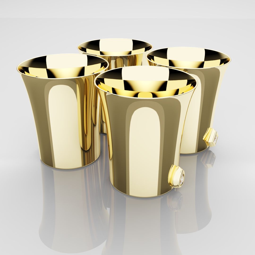 50mm 18ct Yellow Gold Shot Glasses